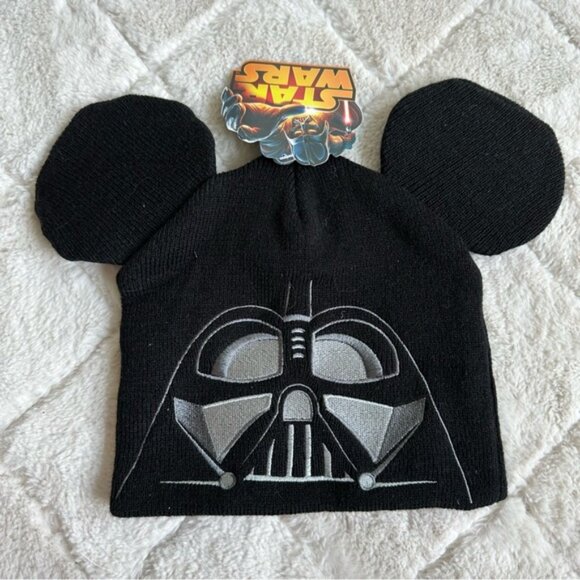 Disney Parks X StarWars | "Darth Vader" Beanie Hat With Mickey Ears | Size Youth - Picture 5 of 7